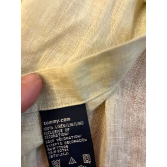 Th Tommy Hilfiger linen shirt buttons mens xl slim fit buttons beige - Picture 7 of 7